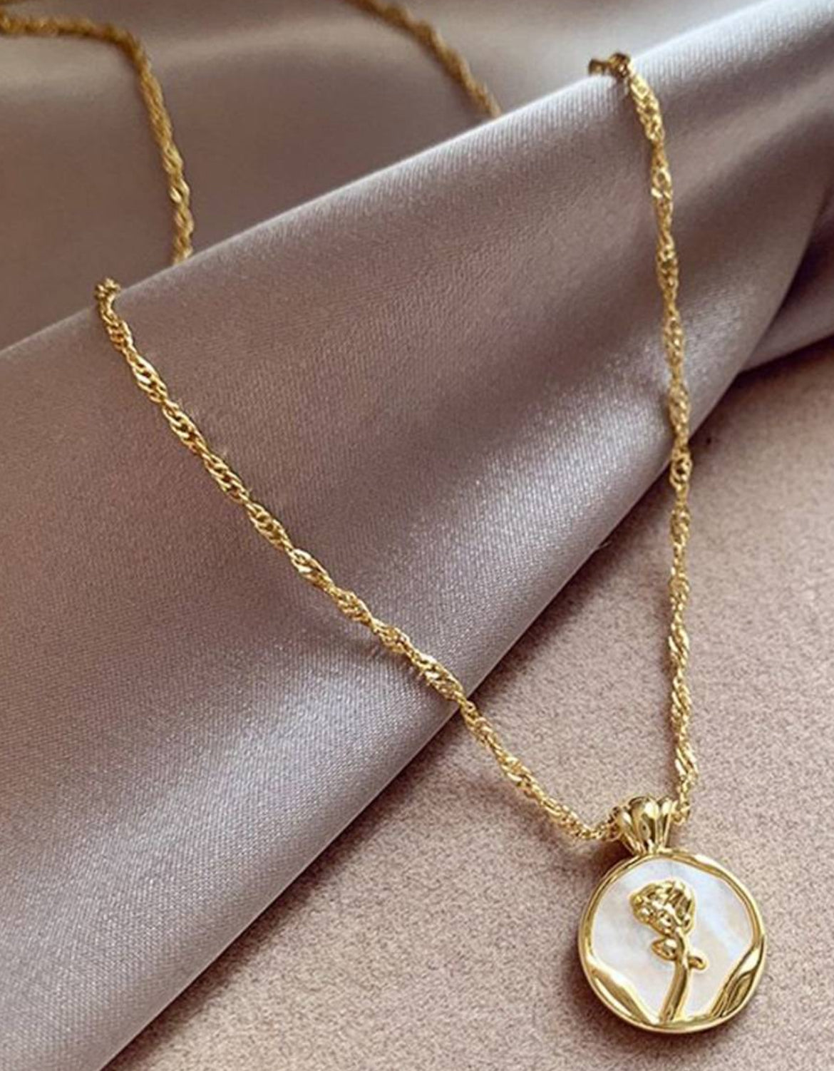 Gold-Plated Circular Pendant Necklace