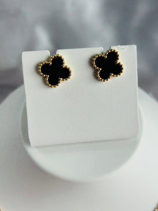 Luxe Black Clover Gold Jewelry Set