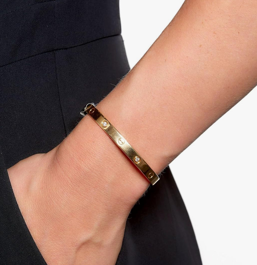 Fashion 18K Gold-Plated Stainless Steel Crystal Bracelet