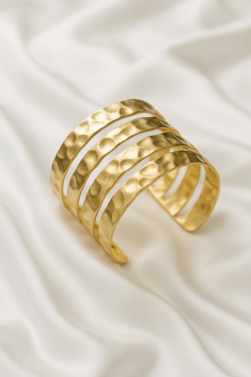 Golden Hammered Cuff Bracelet
