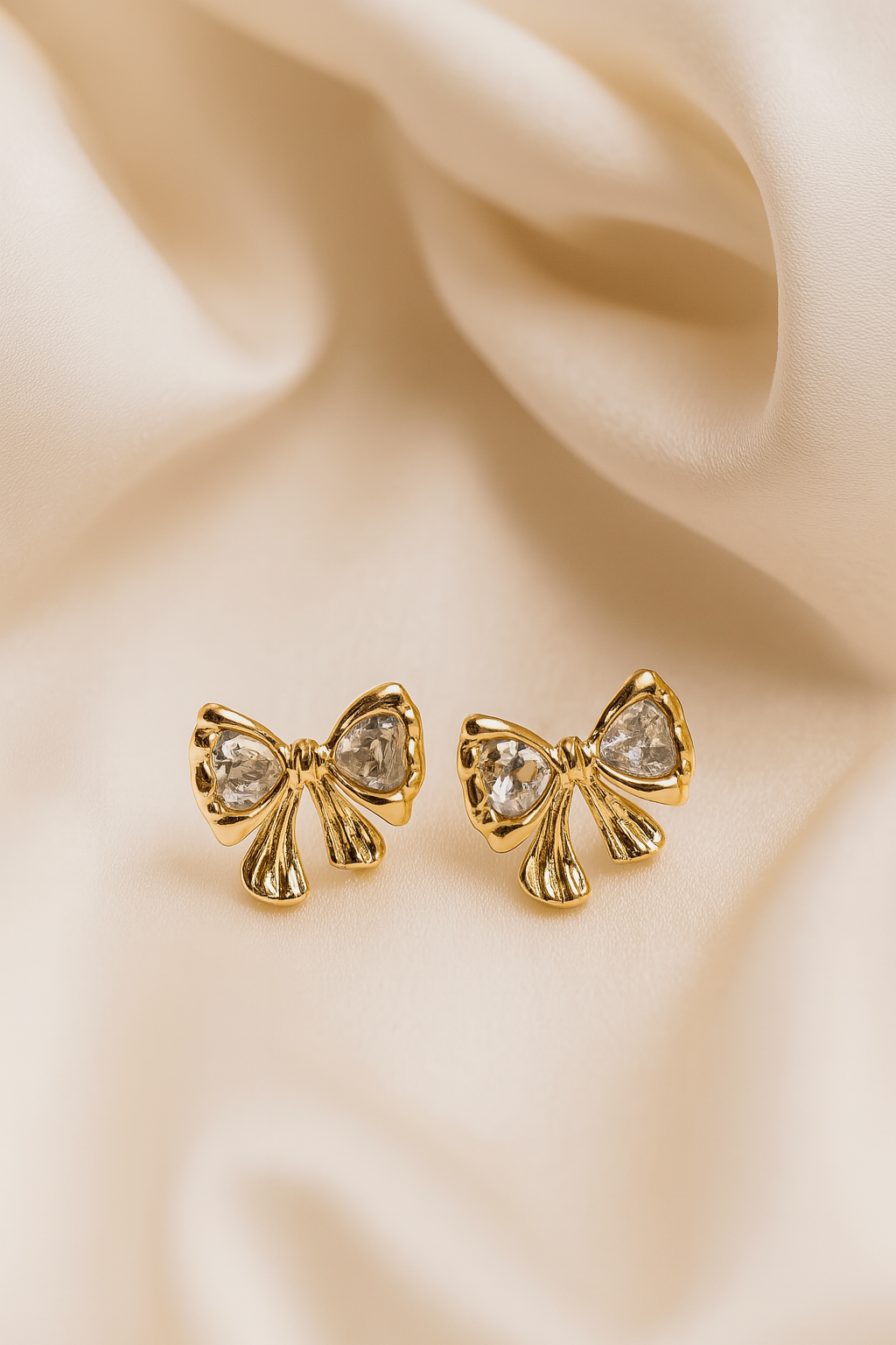 Golden Crystal Bow Earrings