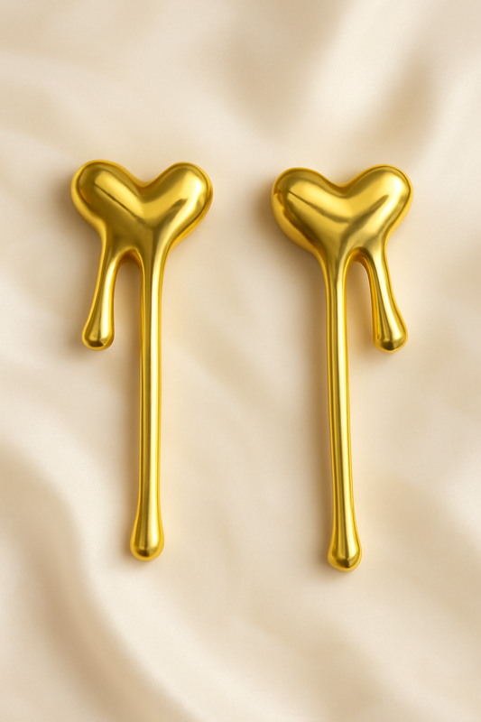 Golden Heart Drip Earrings