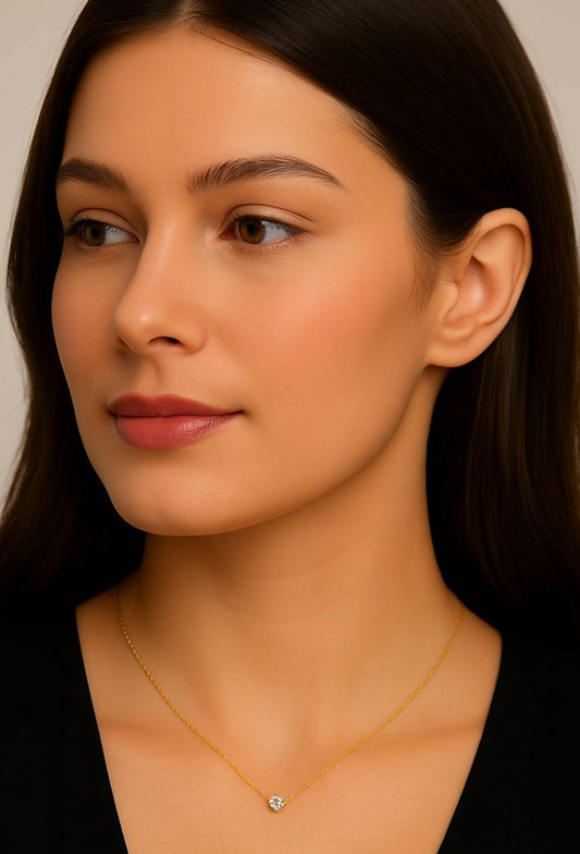 Gold-Plated Necklace with Rhinestones