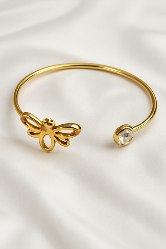 Golden Butterfly & Crystal Bangle