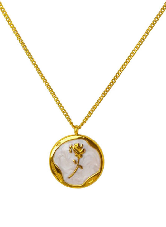 Gold-Plated Circular Pendant Necklace