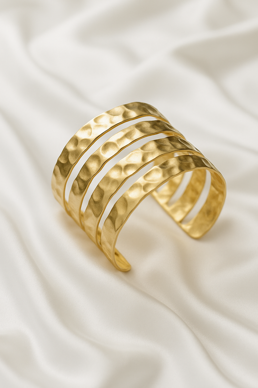 Golden Hammered Cuff Bracelet