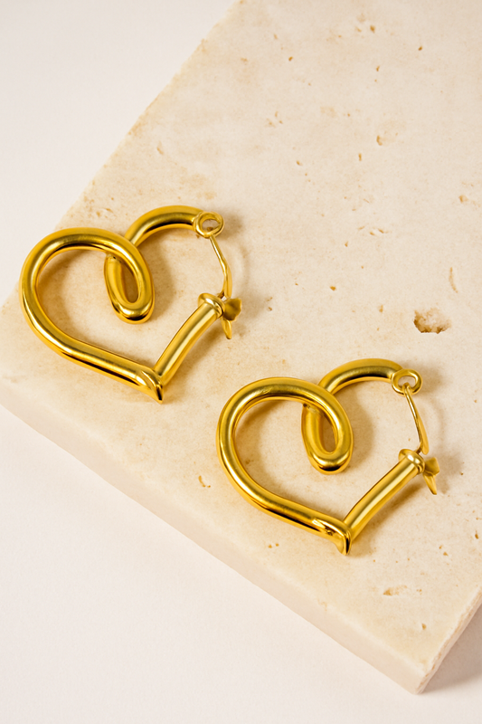 Golden Heart Loop Earrings