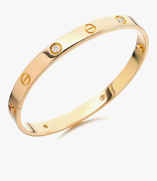 Fashion 18K Gold-Plated Stainless Steel Crystal Bracelet