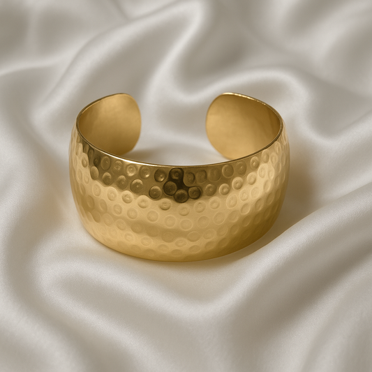 Classic Hammered Gold Cuff Bracelet
