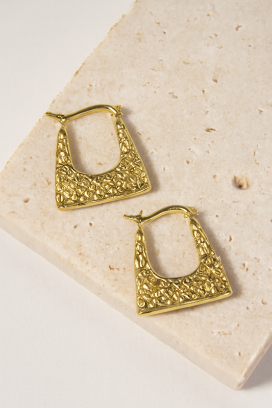 Golden Textured Hoop Earrings